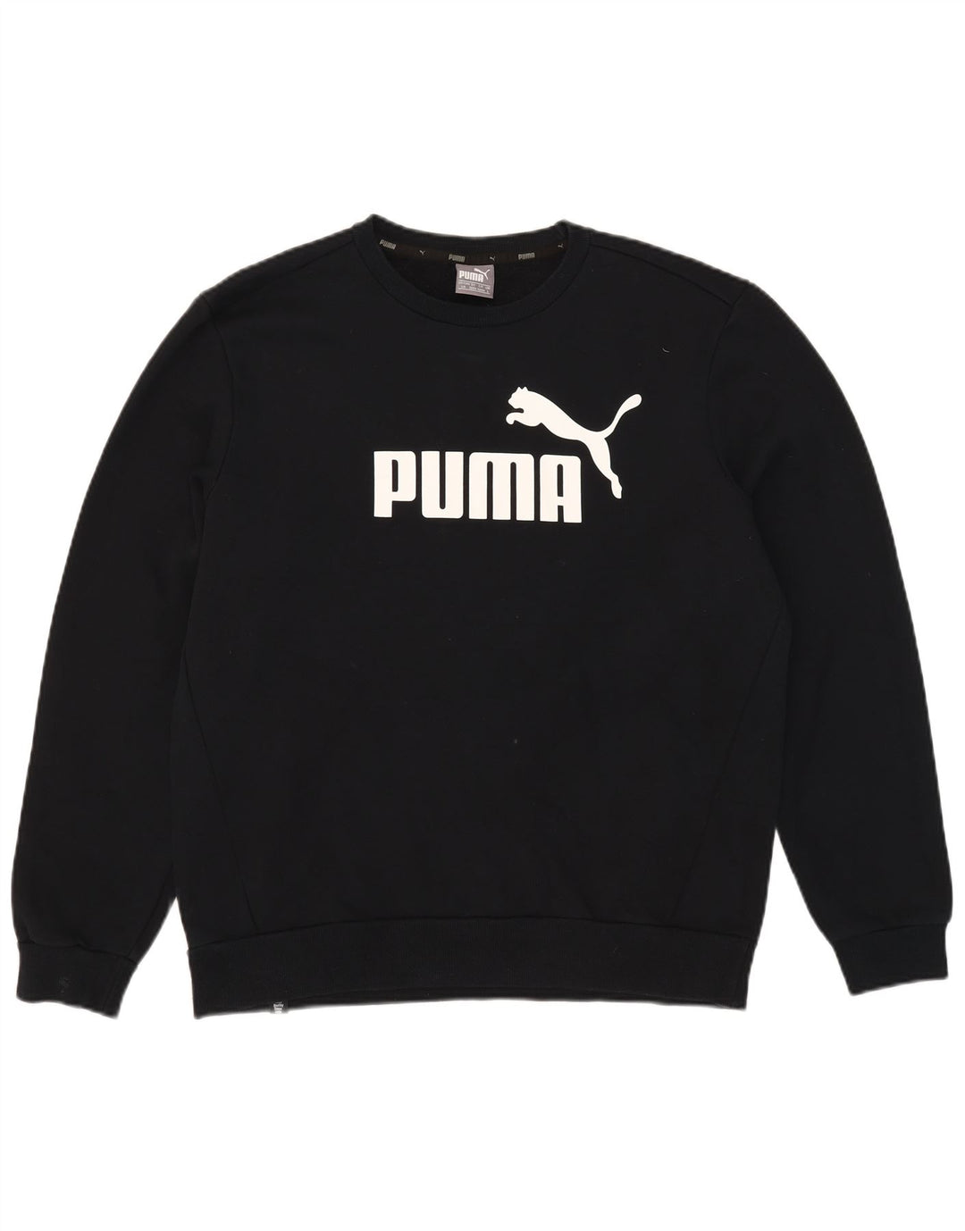 Puma Mens Graphic Moletom Jumper Grande Algodão Preto