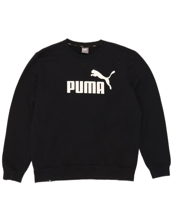 Puma Mens Graphic Moletom Jumper Grande Algodão Preto