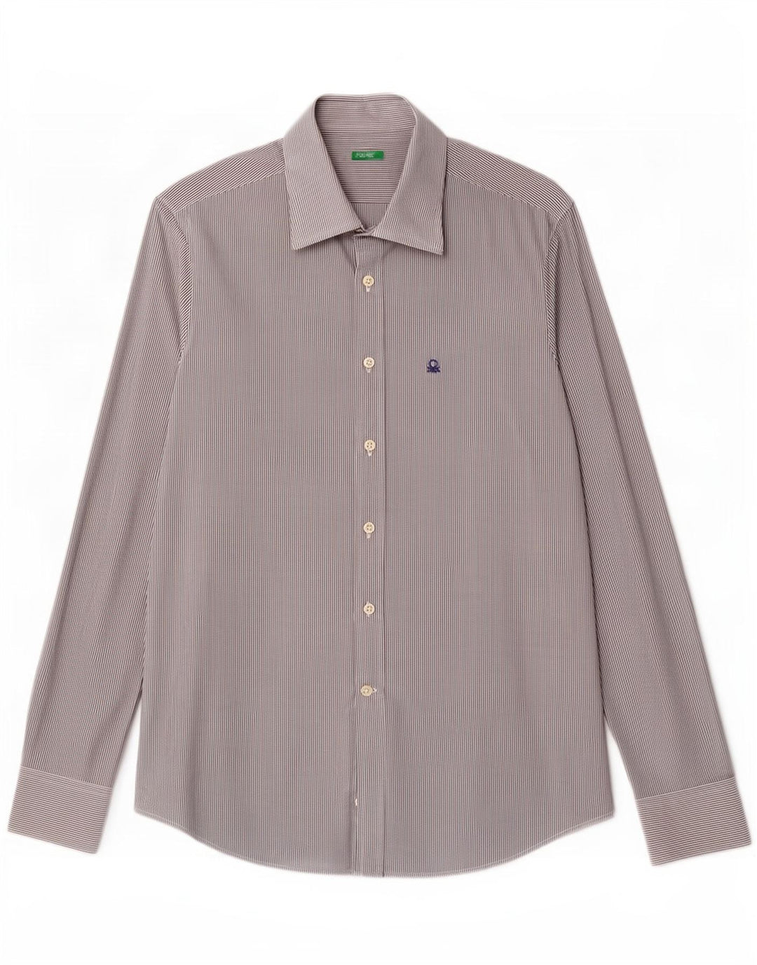 Camisa masculina Benetton média listrada azul marinho