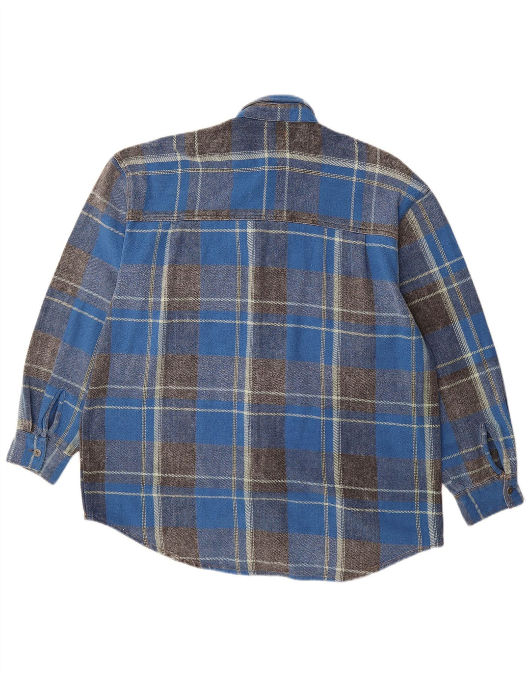 Camisa masculina de flanela EASY de algodão xadrez azul médio