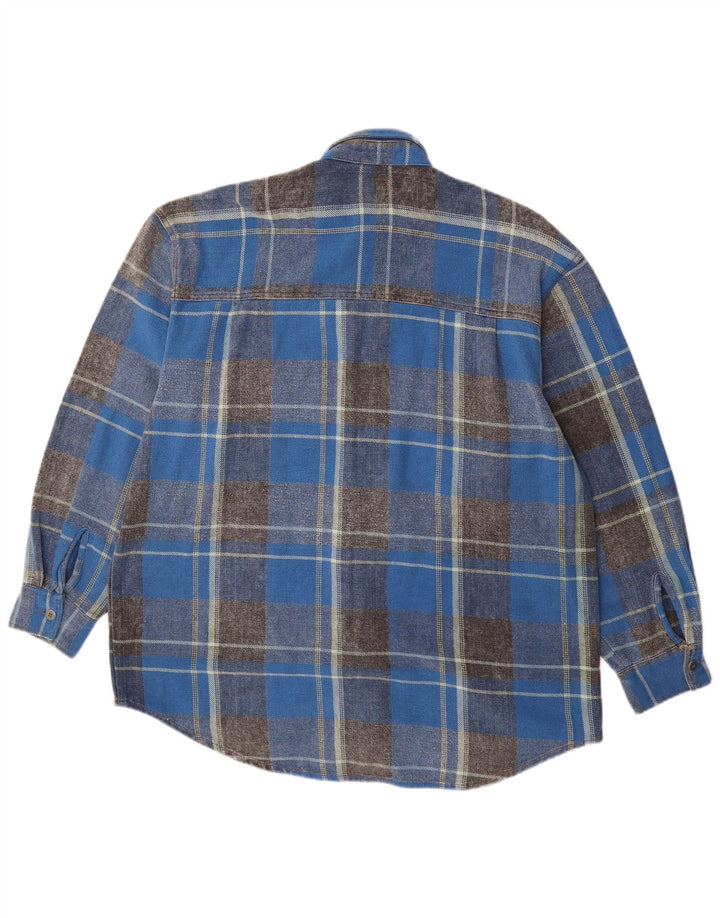Camisa masculina de flanela EASY de algodão xadrez azul médio