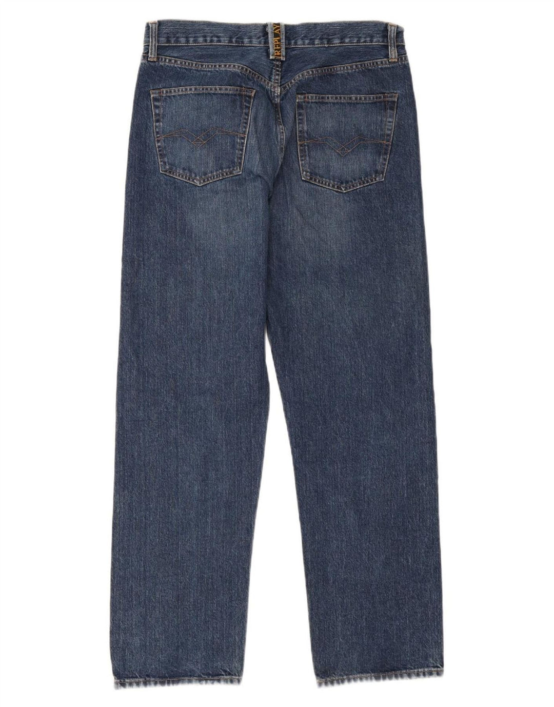 Replay Mens Straight Jeans W34 L30 Azul Algodão