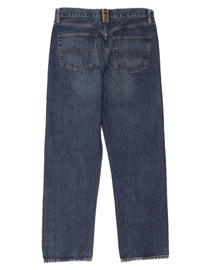 Replay Mens Straight Jeans W34 L30 Azul Algodão