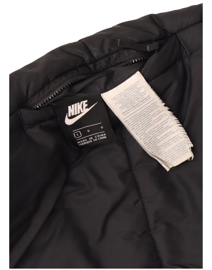 Jaqueta acolchoada reversível com capuz Nike feminina Reino Unido 16 grande poliéster preto