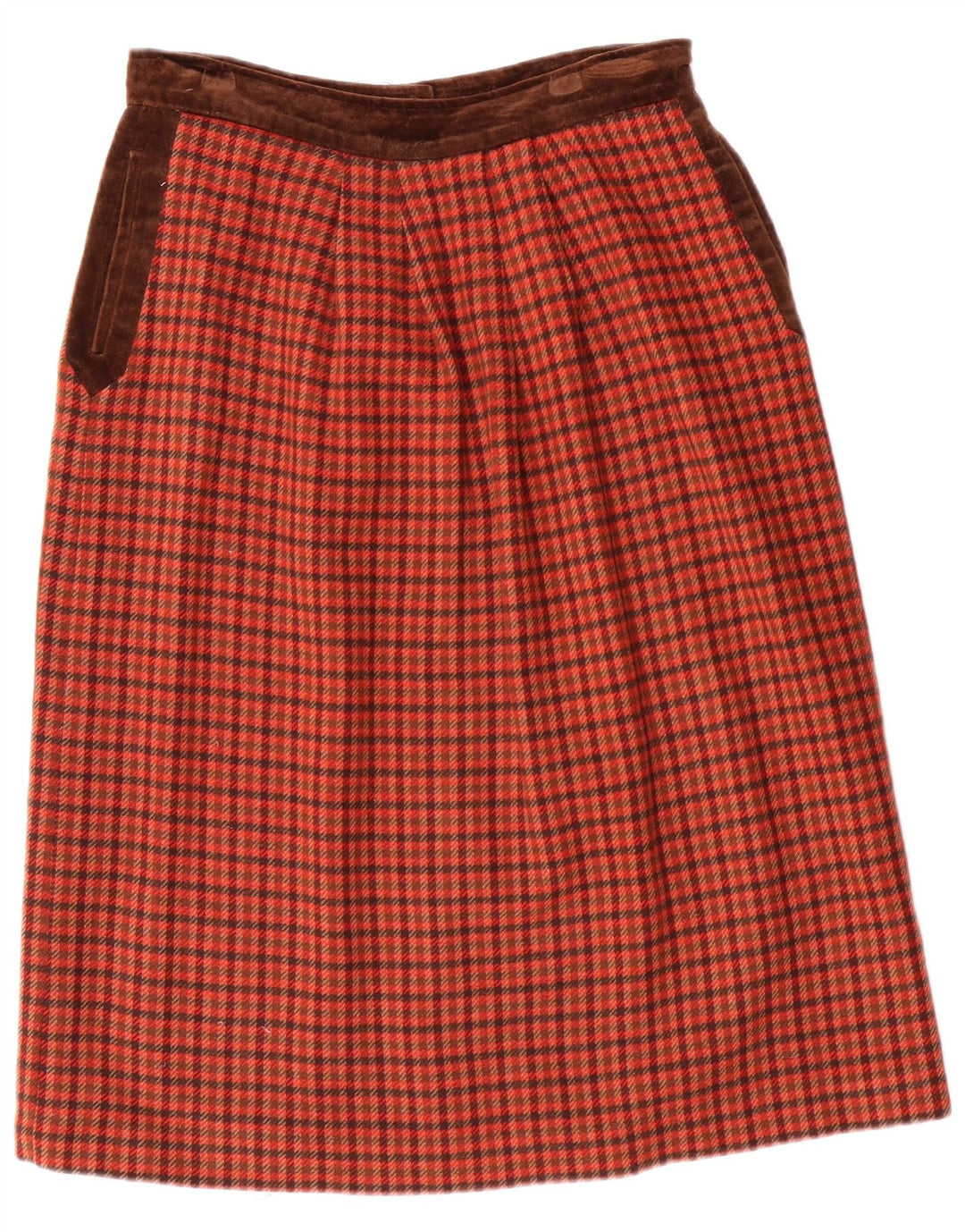 Saia feminina Miss V A-Line VALENTINO W30 lã houndstooth vermelha média