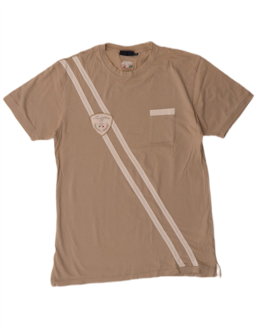Camiseta masculina LOTTO de algodão listrado bege médio