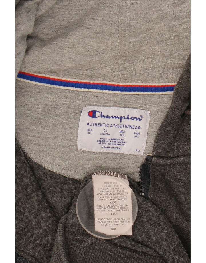 Suéter masculino Champion com capuz e zíper 2XL algodão cinza