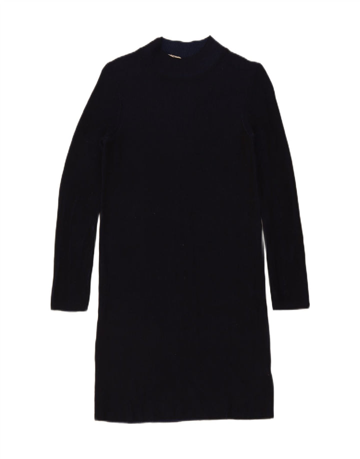 Vestido feminino de manga comprida Phase Eight Reino Unido 12 médio azul marinho viscose
