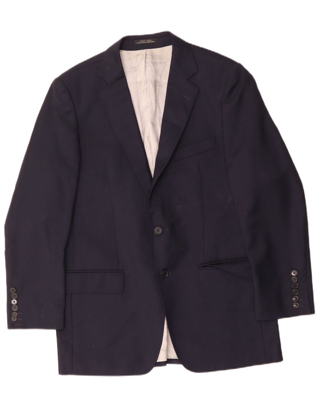 Jaqueta blazer masculina Zara com 2 botões EU 54 XL azul marinho