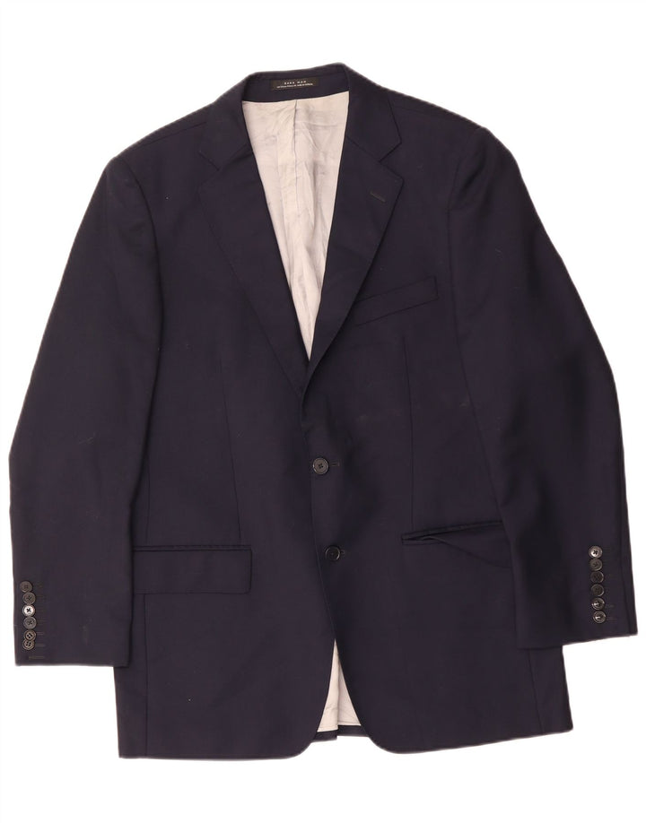 Jaqueta blazer masculina Zara com 2 botões EU 54 XL azul marinho