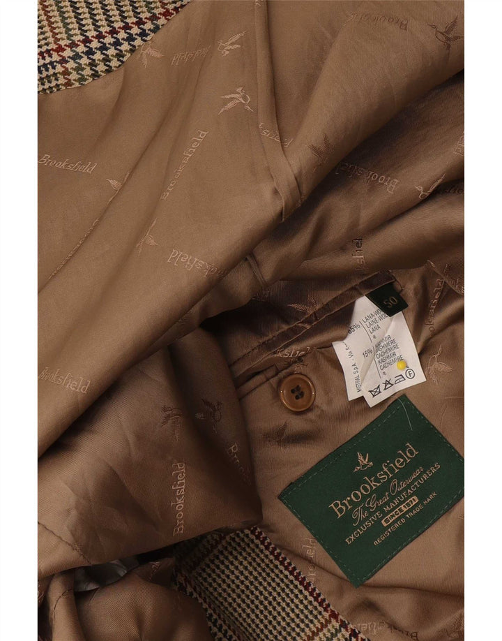 Jaqueta blazer masculina Brooksfield com 2 botões IT 50 grande lã xadrez bege