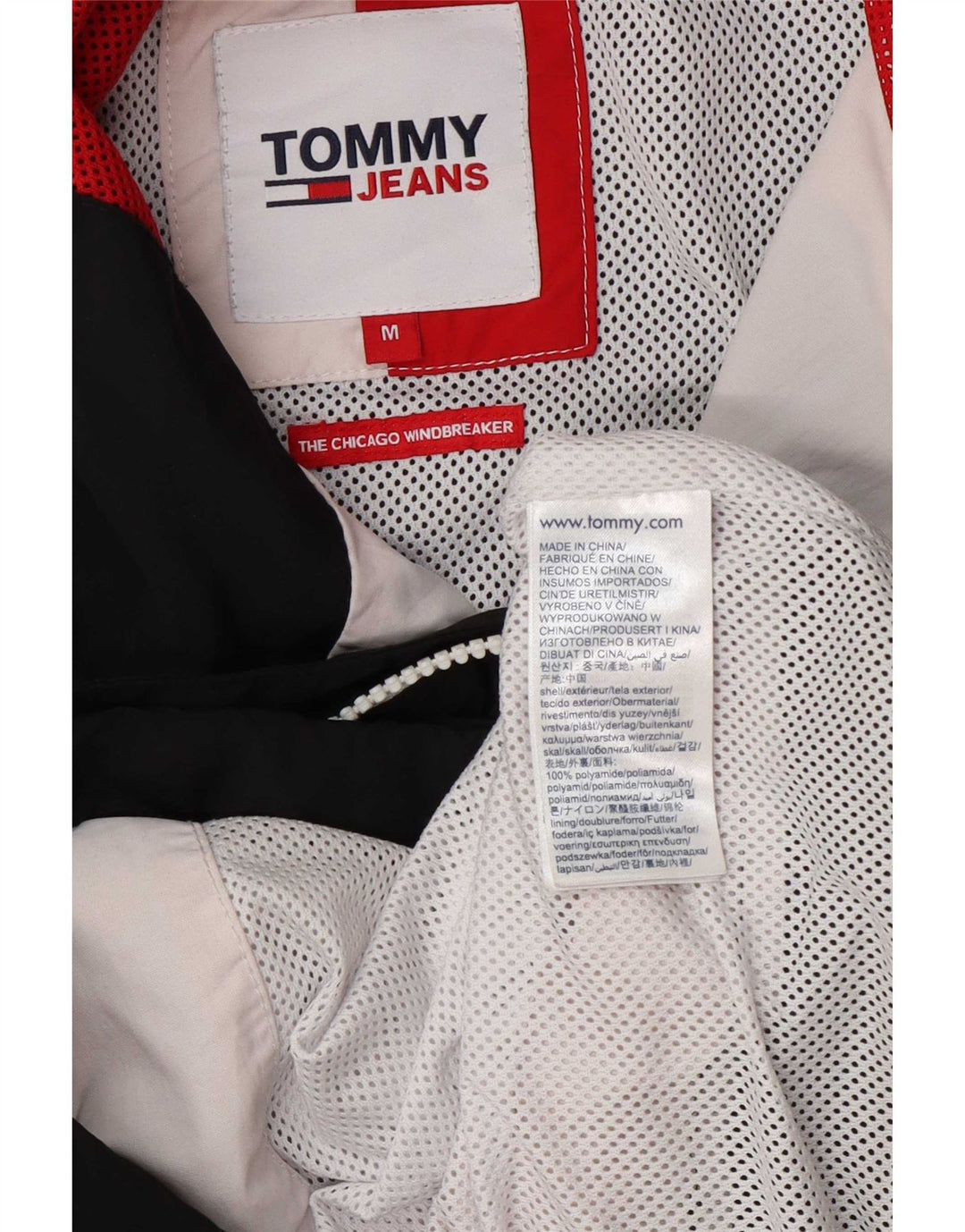 Jaqueta corta-vento masculina Tommy Hilfiger UK 38 médio branco colorblock