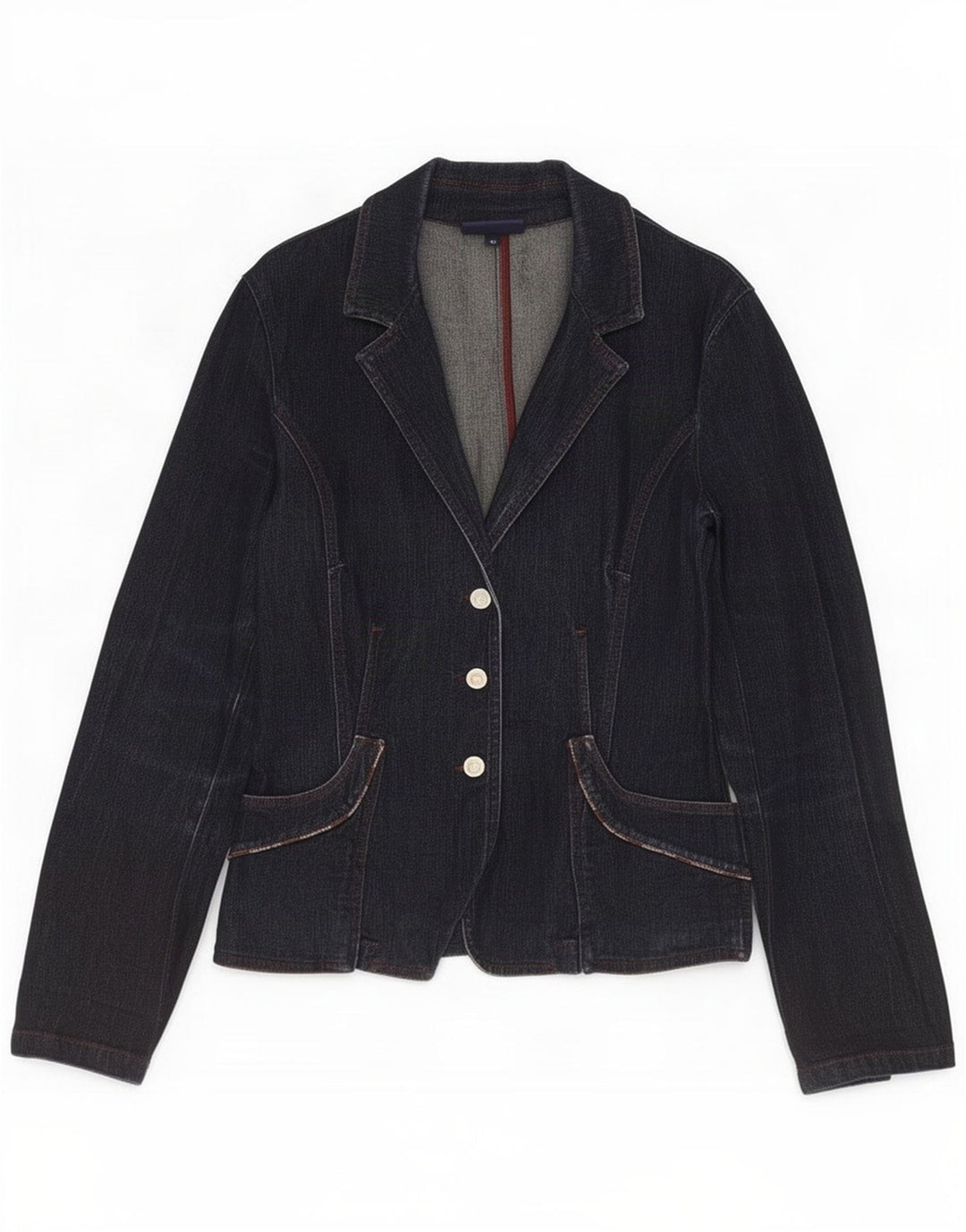 Trussardi Jeans Jaqueta blazer feminina de 3 botões IT 46 grande azul marinho
