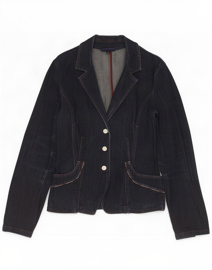 Trussardi Jeans Jaqueta blazer feminina de 3 botões IT 46 grande azul marinho