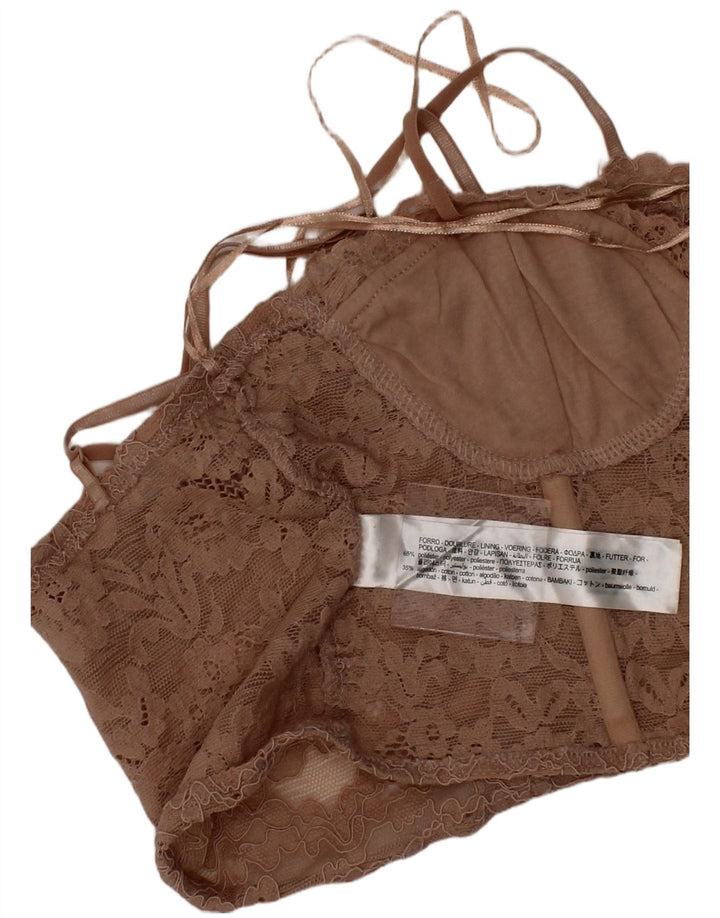 Top espartilho feminino de renda Zara pequeno poliéster floral bege