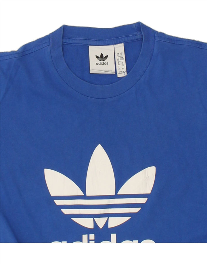 ADIDAS Mens Graphic T-Shirt Top XS Blue Cotton Vintage Adidas and Second-Hand Adidas from Messina Hembry 