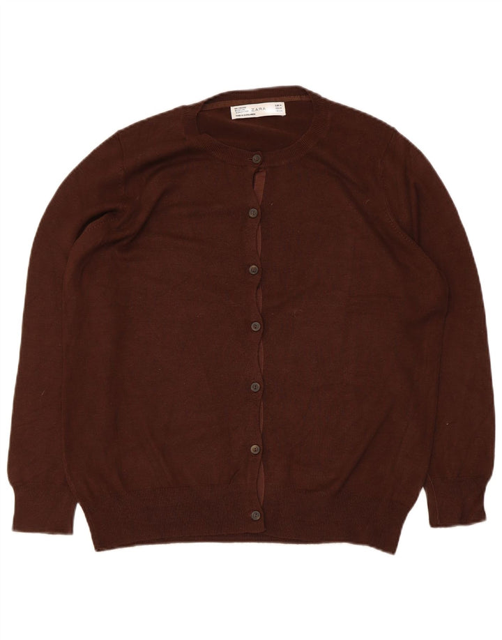 Suéter cardigã feminino Zara Reino Unido 14 viscose marrom médio