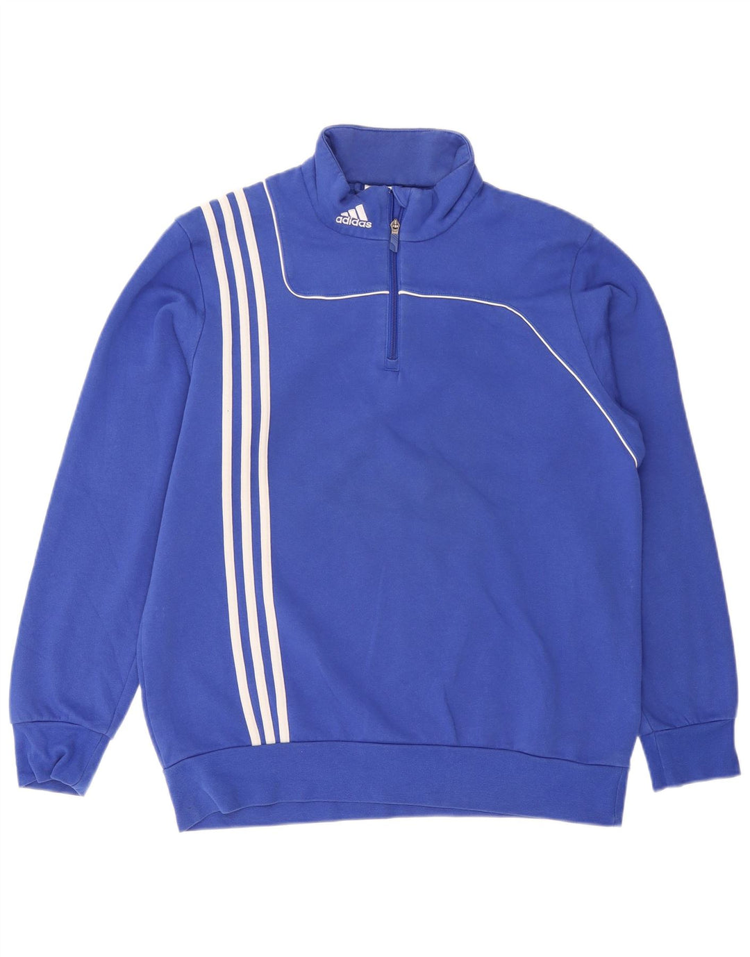 Adidas Mens Zip Neck Moletom Jumper Grande Algodão Azul