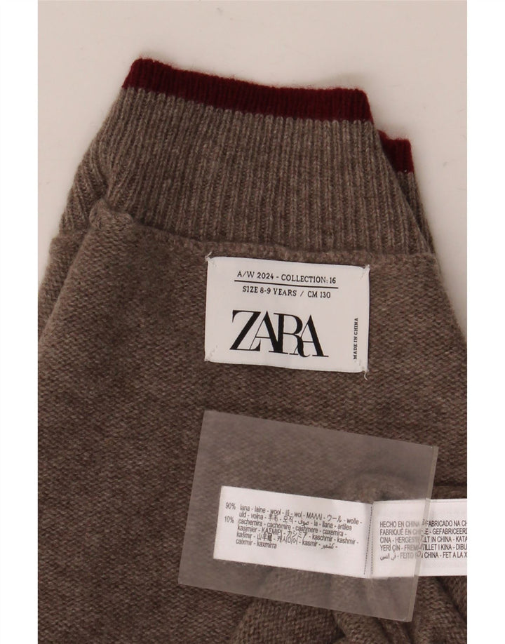 Suéter Zara Boys com gola tartaruga 8-9 anos lã marrom