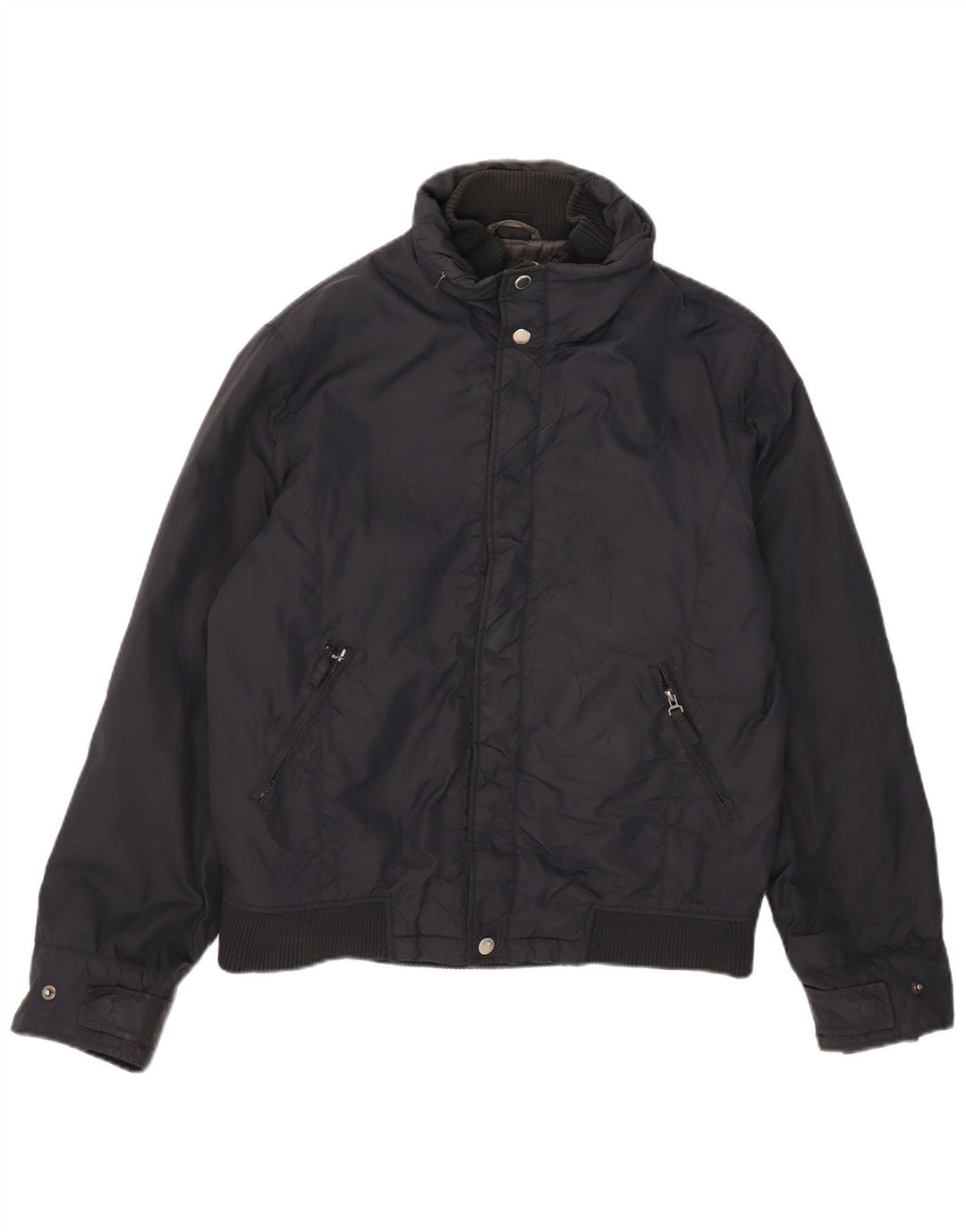 Zara Jaqueta masculina acolchoada com capuz UK 40 grande nylon azul marinho