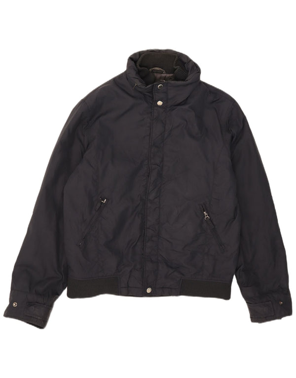 Zara Jaqueta masculina acolchoada com capuz UK 40 grande nylon azul marinho