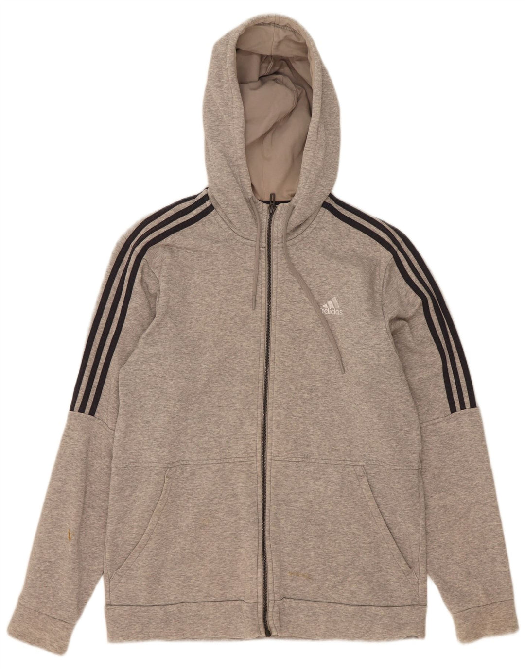 Suéter Adidas masculino 3D Arc Zip com capuz cinza médio algodão