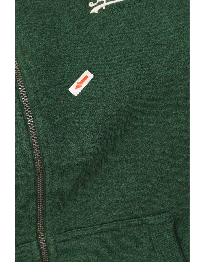 Suéter masculino Superdry com capuz e zíper médio algodão verde