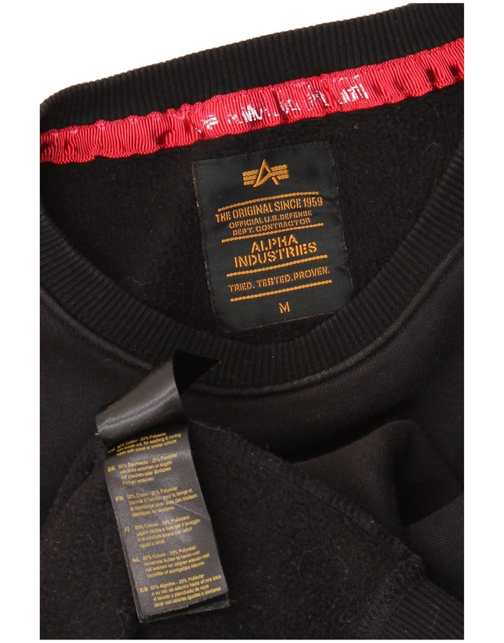 Alpha Industries Suéter gráfico masculino de algodão preto médio