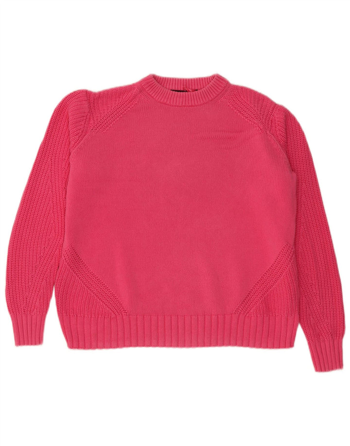 Marks & Spencer Suéter feminino oversized com gola redonda Reino Unido 14 médio rosa