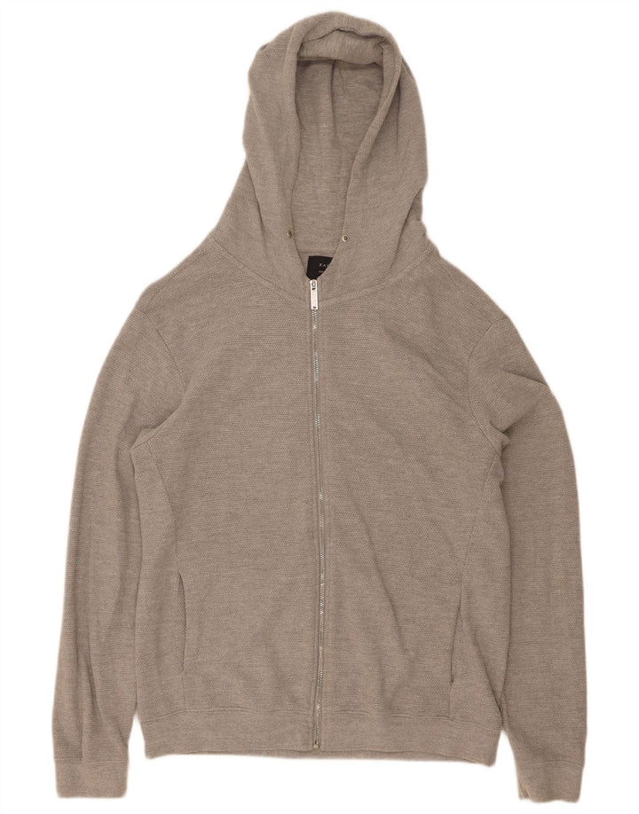Suéter masculino Zara com capuz e zíper XL cinza algodão