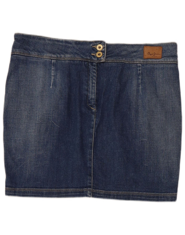 PEPE Jeans Mini saia jeans feminina grande W32 algodão azul