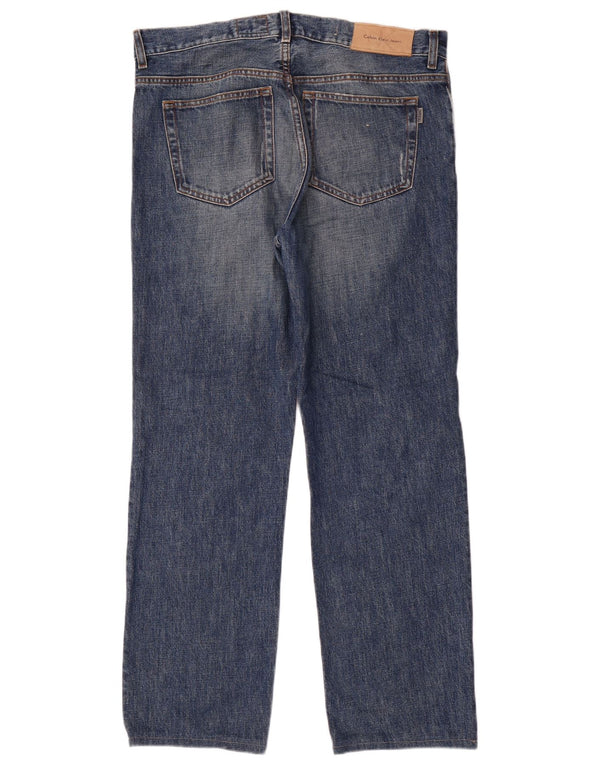 Calça jeans reta masculina Calvin Klein W34 L30 azul
