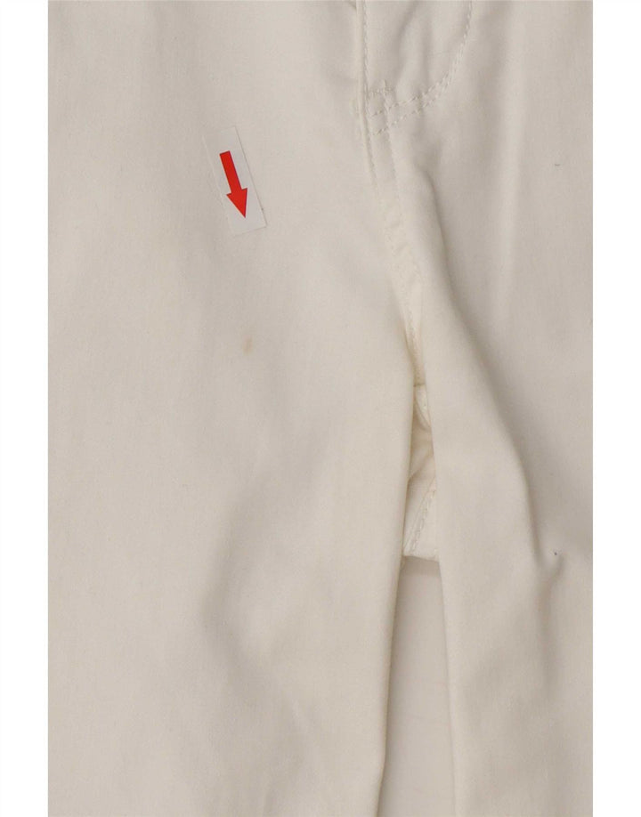 Shorts casuais femininos com botão vermelho UE 36 pequeno algodão W27 branco