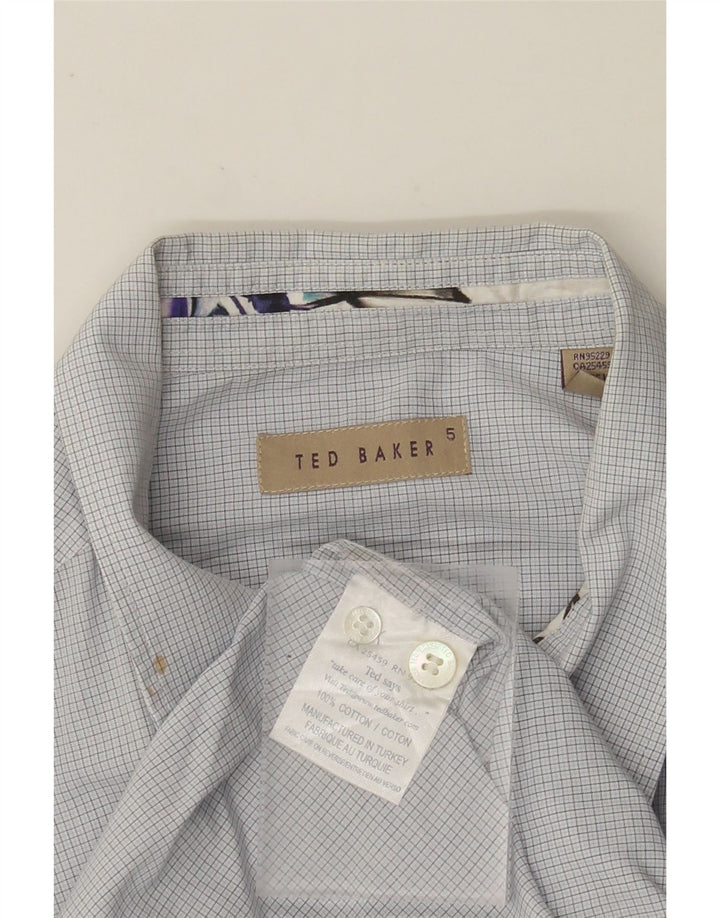 Camisa masculina TED BAKER tamanho 5 XL algodão guingão azul