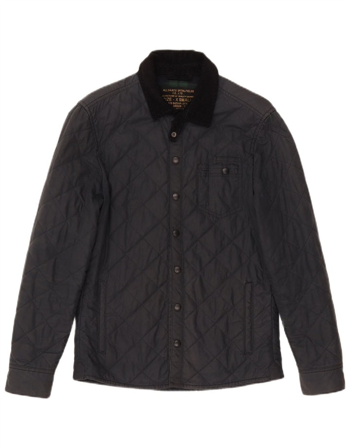 ALL SAINTS Mens Quilted Jacket UK 34 XS Navy Blue Cotton
