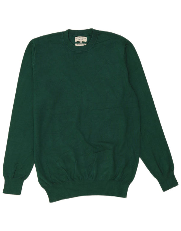 Suéter vintage masculino com gola redonda, viscose verde grande
