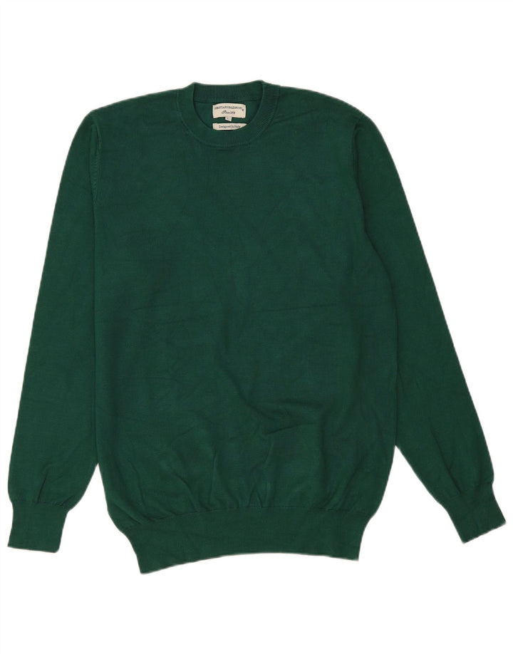 Suéter vintage masculino com gola redonda, viscose verde grande