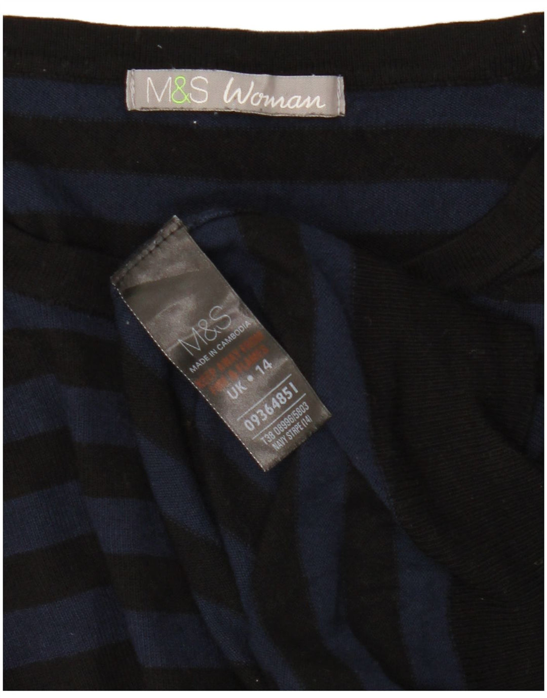 Suéter feminino Marks & Spencer com gola canoa Reino Unido 14 médio azul marinho