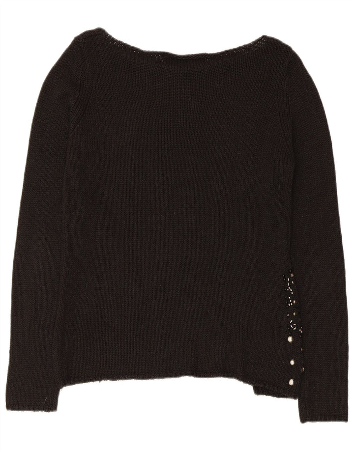 Suéter Zara feminino com gola canoa UK 12 médio preto