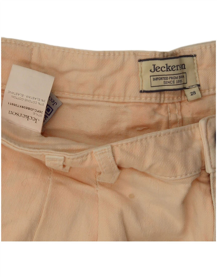 Shorts jeans feminino Jeckerson W28 médio rosa algodão