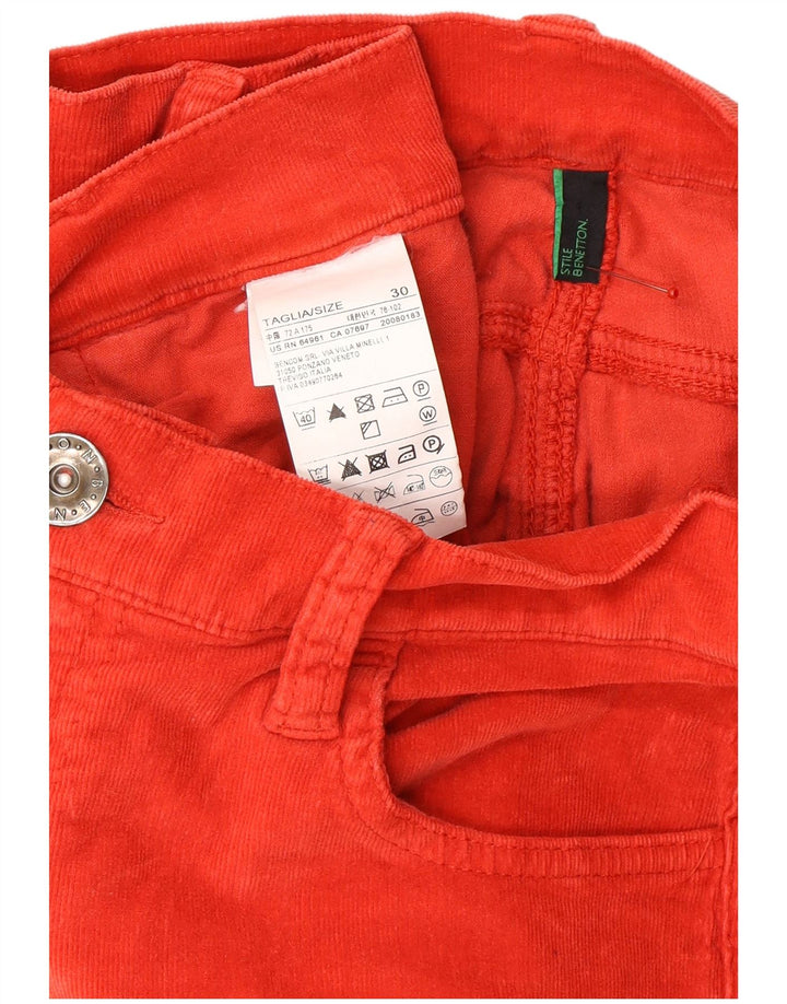Calça feminina reta de veludo BENETTON W30 L26 algodão laranja