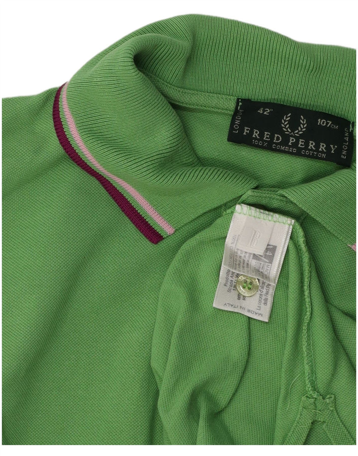Camisa pólo masculina FRED PERRY algodão verde médio