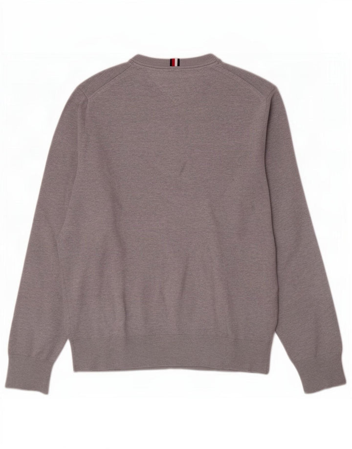 Suéter masculino Tommy Hilfiger com gola redonda e algodão cinza médio