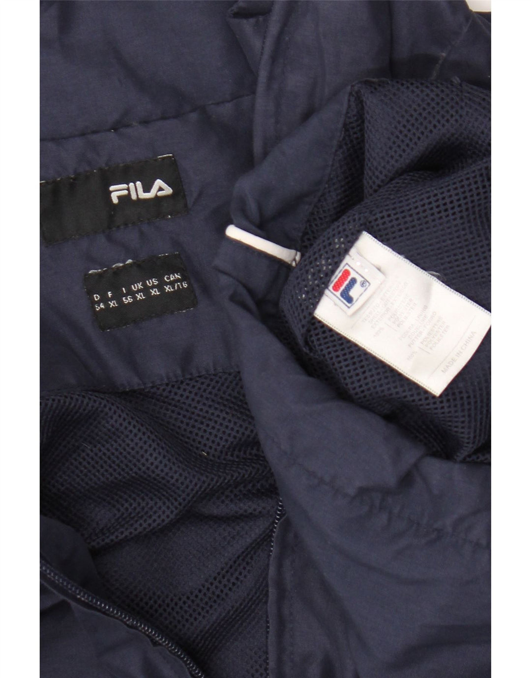 Jaqueta de chuva masculina Fila Graphic UK 42 XL poliéster listrado azul marinho