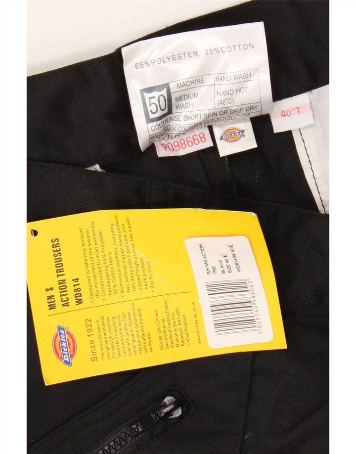 Calças cargo retas masculinas Dickies W40 L30 poliéster preto