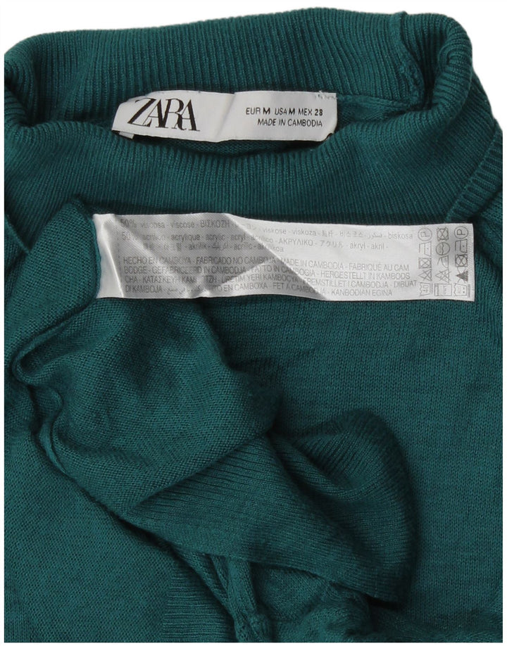 Suéter feminino Zara com gola tartaruga Reino Unido 14 viscose verde médio