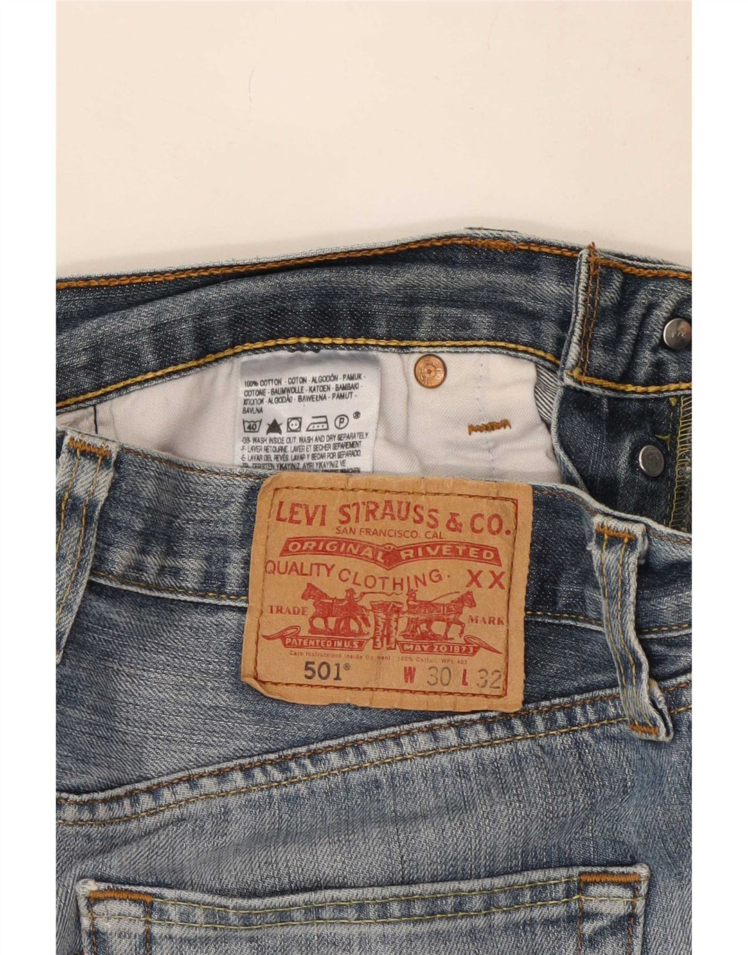 Calça Jeans Levis Masculina 501 Distressed Straight W30 L29 Azul Algodão