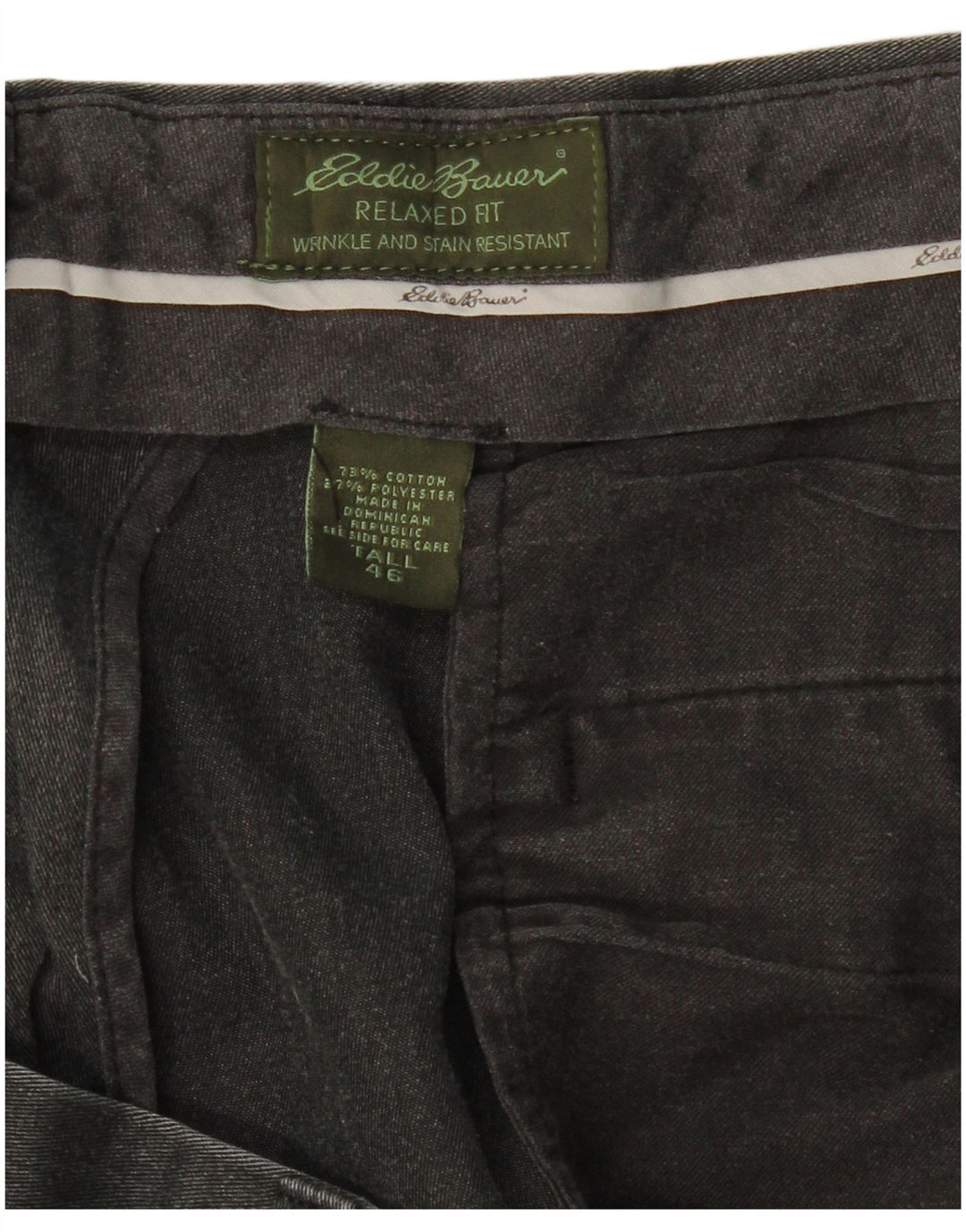 Calça Chino masculina EDDIE BAUER de ajuste relaxado W46 L31 algodão preto