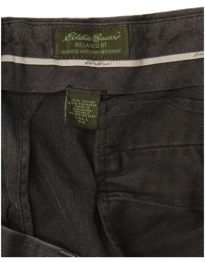 Calça Chino masculina EDDIE BAUER de ajuste relaxado W46 L31 algodão preto