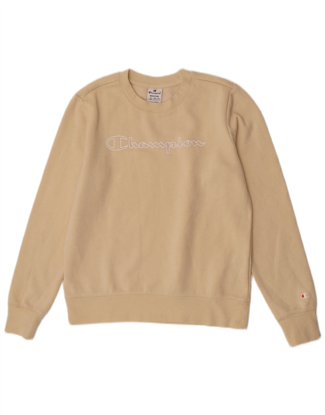 Champion moletom gráfico feminino jumper UK 12 algodão amarelo médio